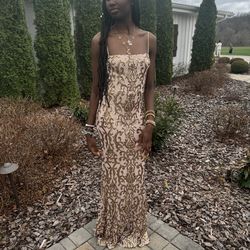 Stunning Gold Sequin Formal Gown / Prom Dress - Size 4