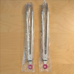 Set of 2 New Tongs Stainless Steel BBQ Cooking Grilling Utensil Bottle Opener