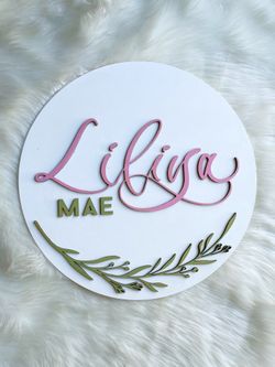 14” Nursery Name rounds 3D Wood 