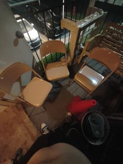 Metal Folding Chairs Set of 3