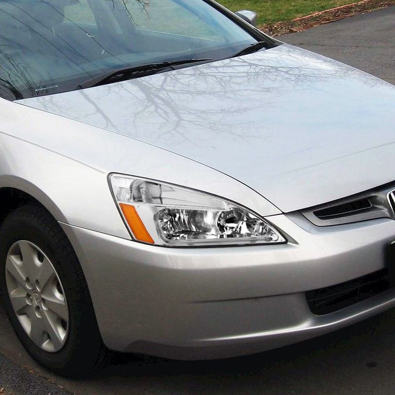Smoked Headlight Assembly With LED DRL For 2003-2007 Honda Accord - Clear Side Marker Style
