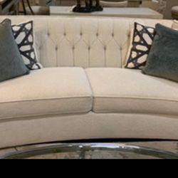 Bernhardt Candace 3-Seater Tufted Fabric Sofa With Reversible Seat Cushion
