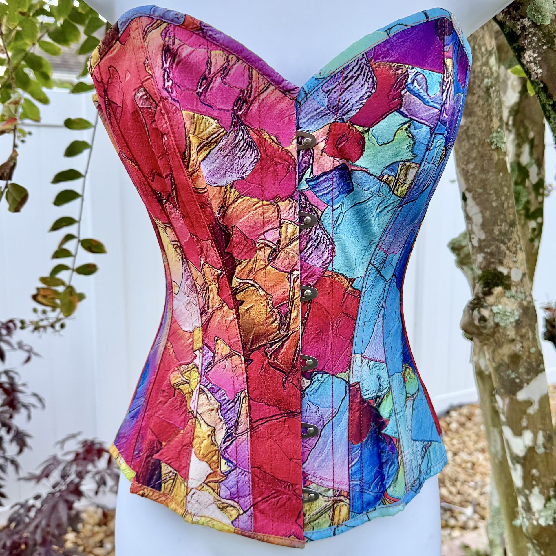 Colorful Corset Story Lace-Up Corset – Size S (Festival or Halloween)