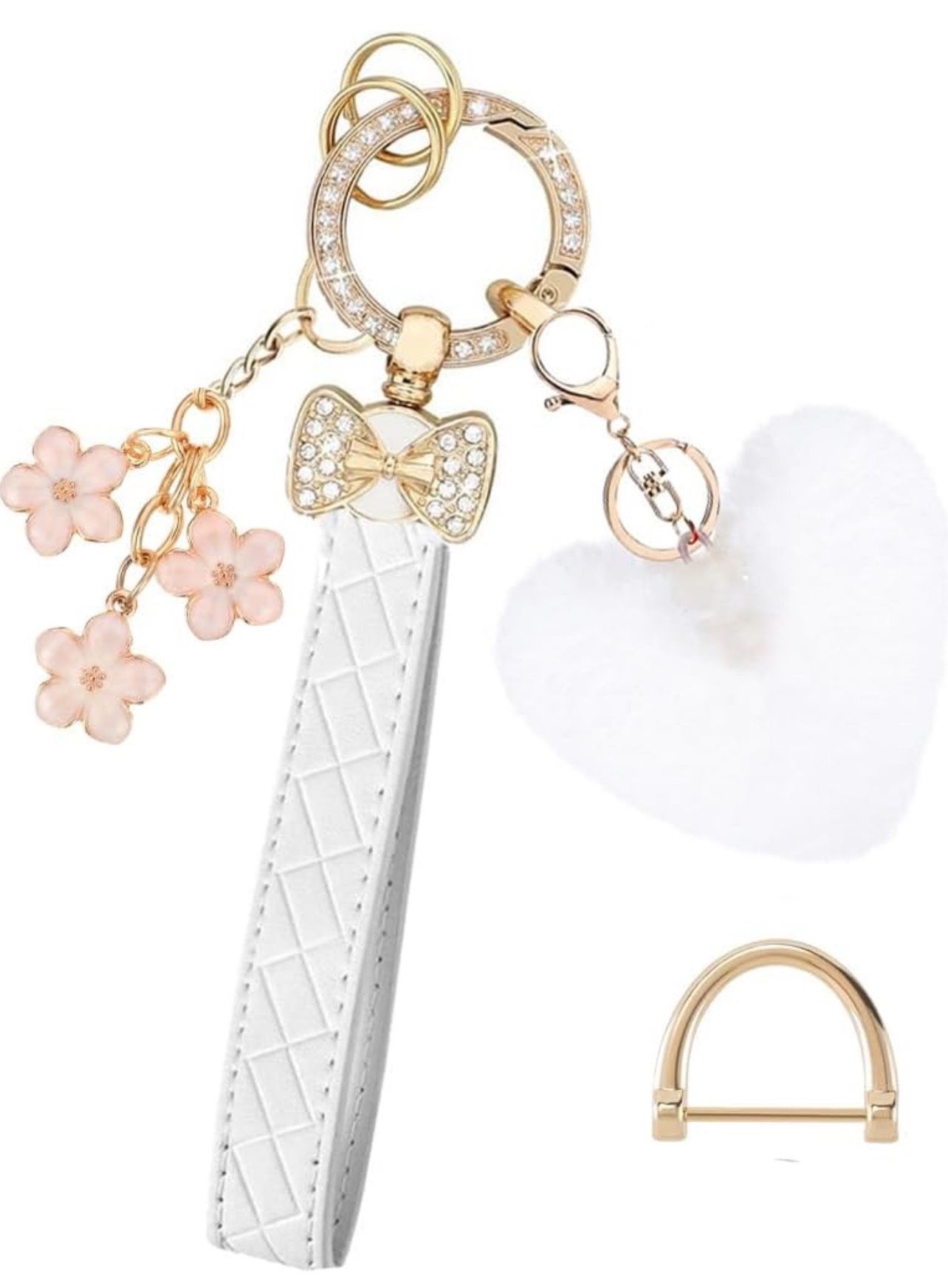 Keychain Wristlet for Women Wristlet Keychains Bracelet Lanyard for Keys With Bow/Flower/Heart Keychain