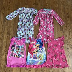 Size 5 / 6 Girls Bundle of Character Nightgown Pajamas (5 total)