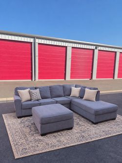 Ashley gray couch sectional with ottoman FREE DELIVERY