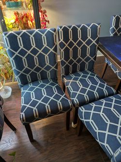 Blue and Silver Dining Chairs