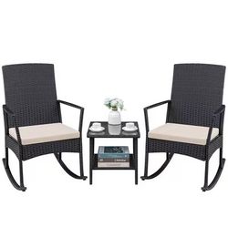 3 -Piece Patio Conversation Set with Clear Cushions $100