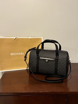 MICHAEL KORS Black Signature Logo MD Satchel / Crossbody Bag