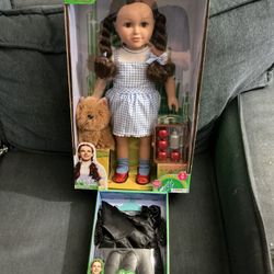 My Life WIZARD OF OZ DOROTHY 18”Brunette Toto Basket / WICKED-WITCH Hat, Dress, Shoes