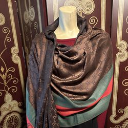 Classic GUCCI  Vintage Unisex, Cocoa, Brown Long Scarf