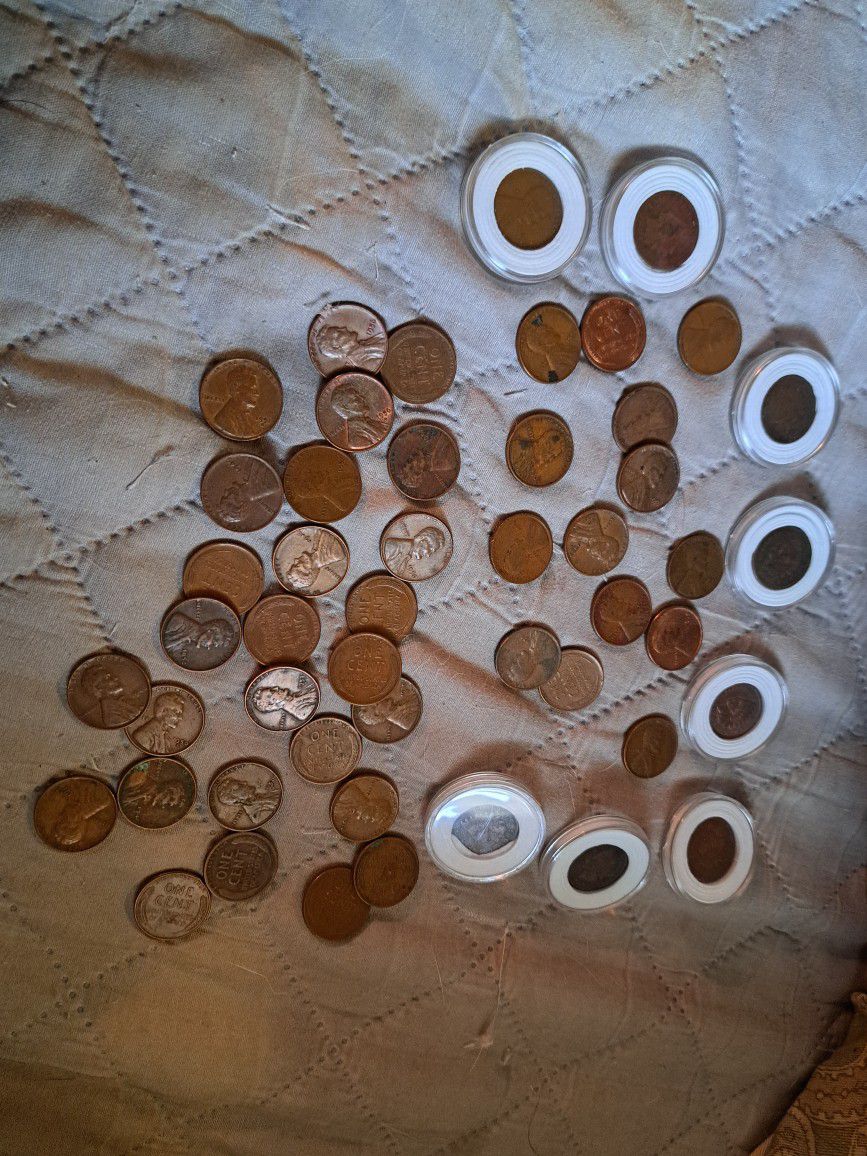 61 WHEAT AND INDIAN HEAD PENNIES 