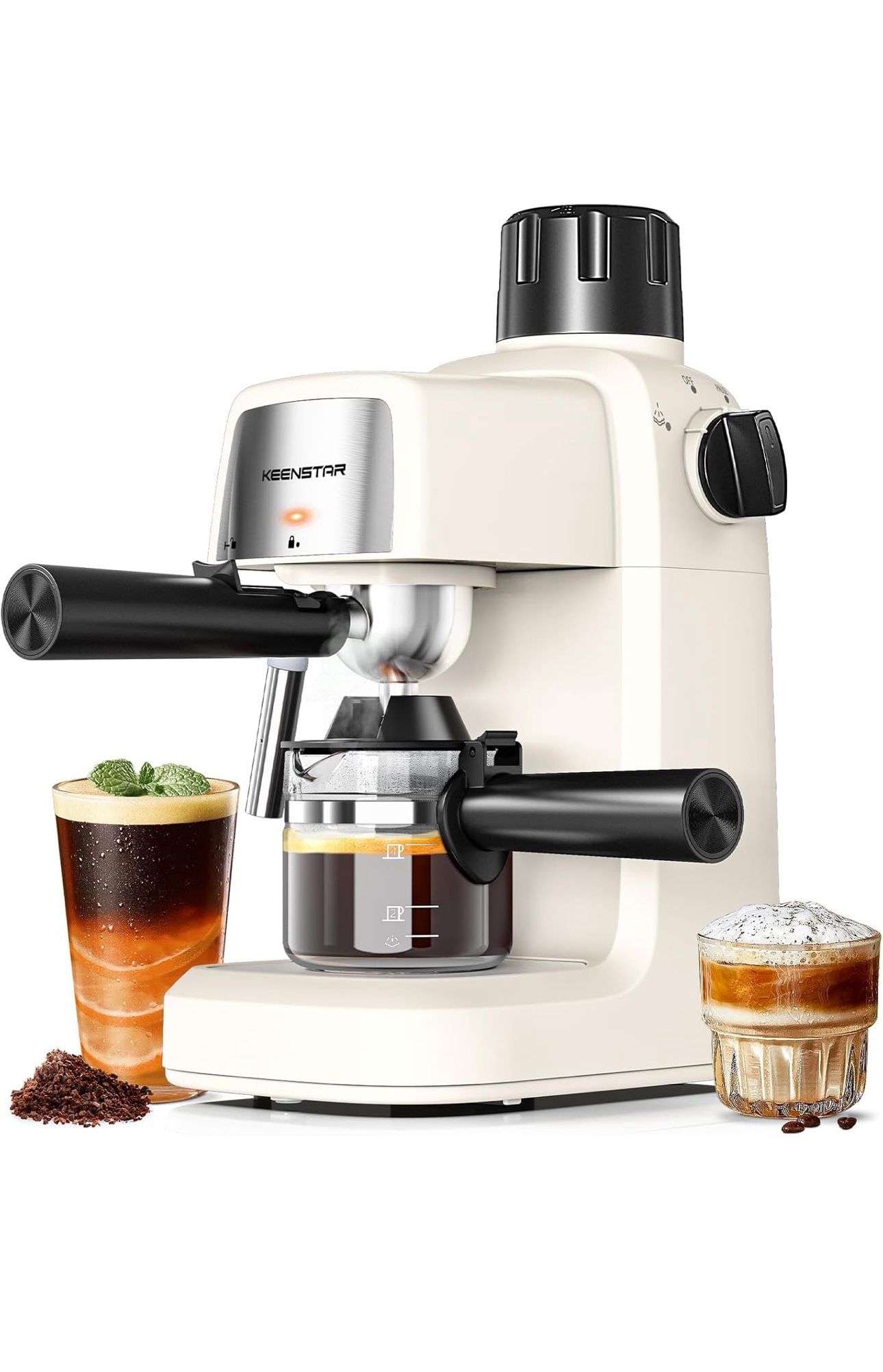 3.5Bar Espresso Machine with Milk Frother, 800W Compact Espresso and Cappuccino Machine with Preheating Function, 4 Cup Espresso Maker for Cappuccino