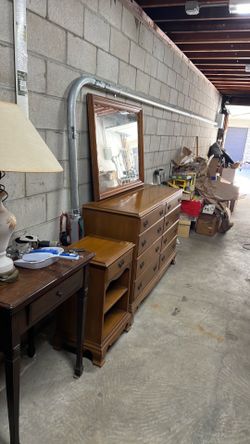 Dresser, mirror and nightstand