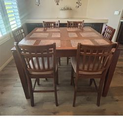 Solid Wood Countertop Height Dining Set