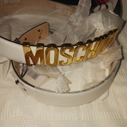 Moschino Woman White Belt With Gold Tone