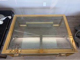 Modern Gold Glass Coffee Table – Glam / Luxury Style