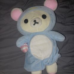 New Rilakkuma Korilakkuma Penguin Outfit Fish 16” Plush Round 1 exclusive