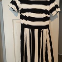 Loft Black And Ivory Stripe Dress