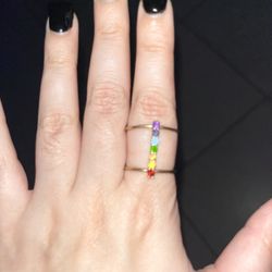 Real Gold Ring -Chakra/Multicolor Stones