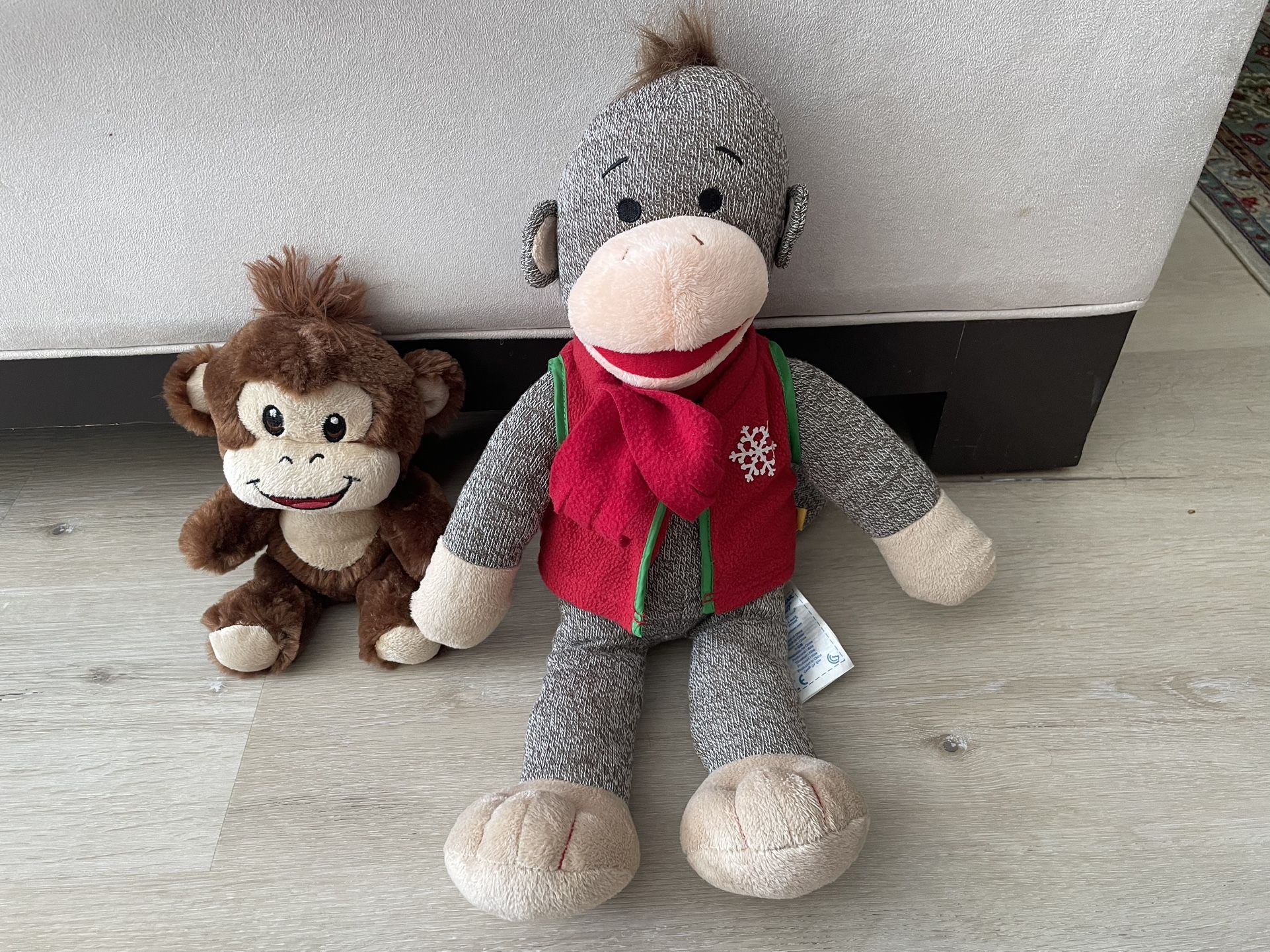 Build a bear sock monkey and baby monkey