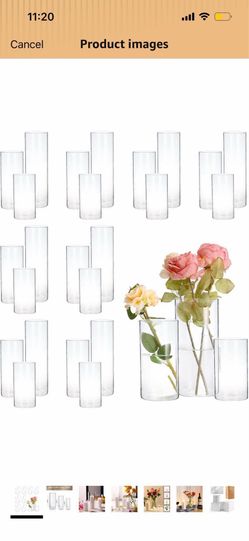 NEW-24 PCS, Glass Pillar Candle Holder, Clear Glass Cylinder Candleholder Glass Cylinder Vase for Centerpieces Wedding Party Decoration