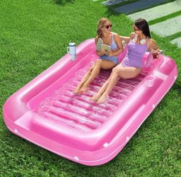 Inflatable Tanning Pool Lounger Float,85" × 57" Extra Large Pool Floats Adult with Pillow, 4 in 1 Suntan Tub Raft Floatie, Suntan Tub Raft Floatie for