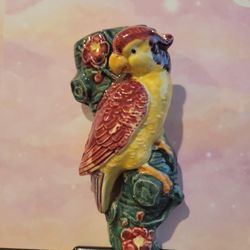 Vintage Majolica Bird Pocket Vase 8" Tall Opening 3" Japan  W6