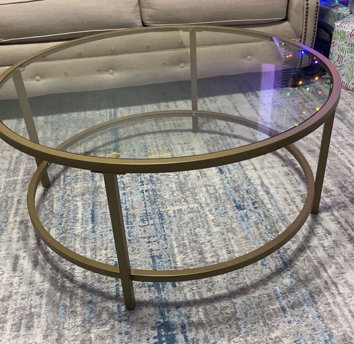 Glass/Gold Trim Coffee Table 