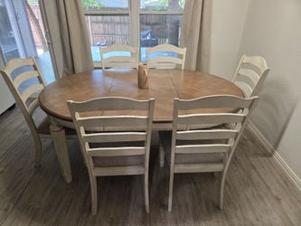 Farmhouse Dining Table Set with 6 Chairs