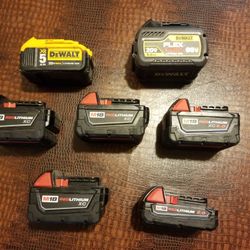 Milwaukee M18 Batteries  & dewalt (For Parts)