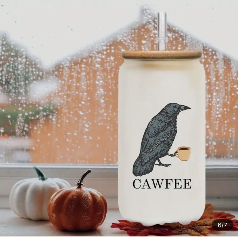 Cawfee Crow Glass Coffee Mug