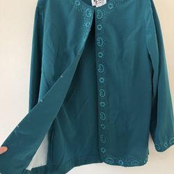 Maggie Sweet embroidered Green Blazer cardigan size M casual party. 