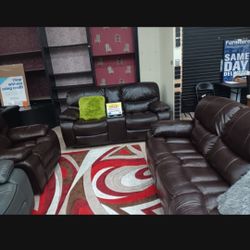 *Summer Closeout Sale!!!*---Stunning Madrid Brown Leather Reclining Sets---Delivery And Financing Availableby🤭