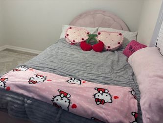 Pink Upholstered Twin Bed Frame