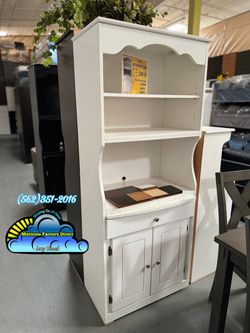 White microwave stand dresser drawer chest Nuevo