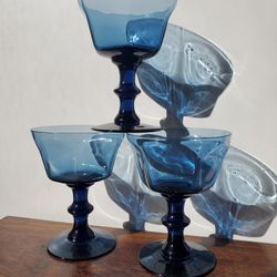 Lenox Antique Dark Blue Sherbet / Champagne Glass — Set of 3