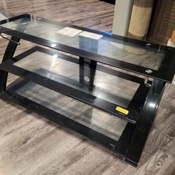 Black Metal And Glass Heavy Duty 3 Shelf Tv Lcd Media Stand Console