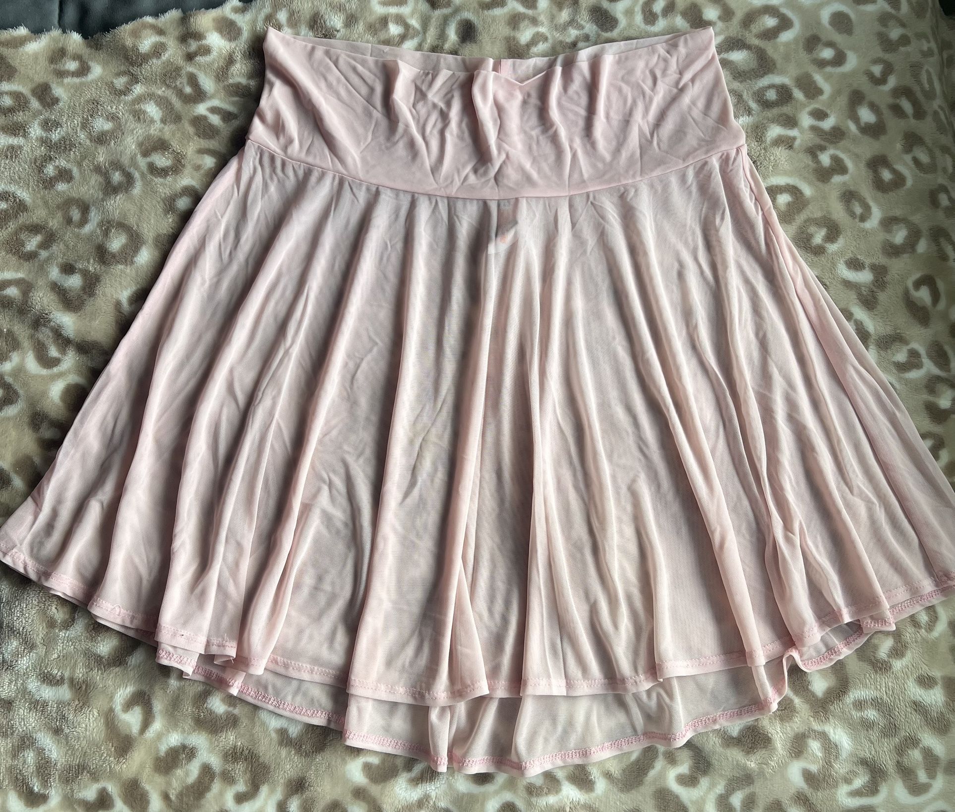 pink transparent long skirt