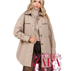 Oversized Fleece Long Body Jacket Zara Size Small Like A New 💖