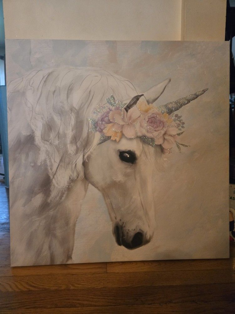 Glittery Unicorn Canvas