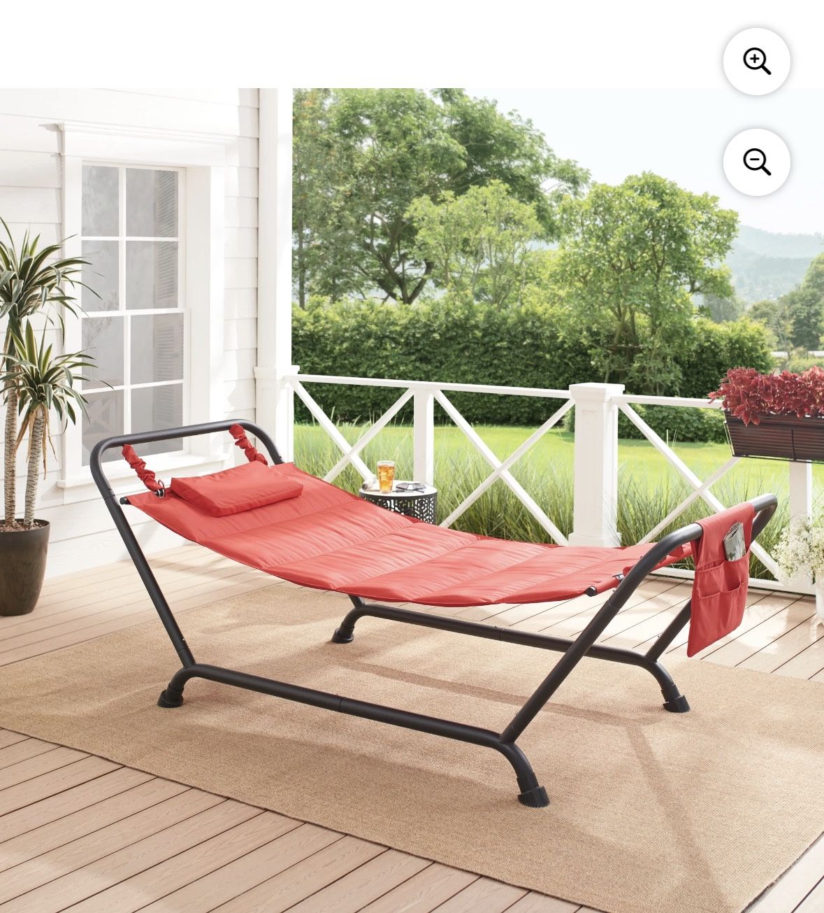 Hammock with Stand and Pillow for Outdoor Patio, Assembled Length 90.55" NEW IN BOX