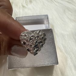 925 Silver Heart nugget women ring