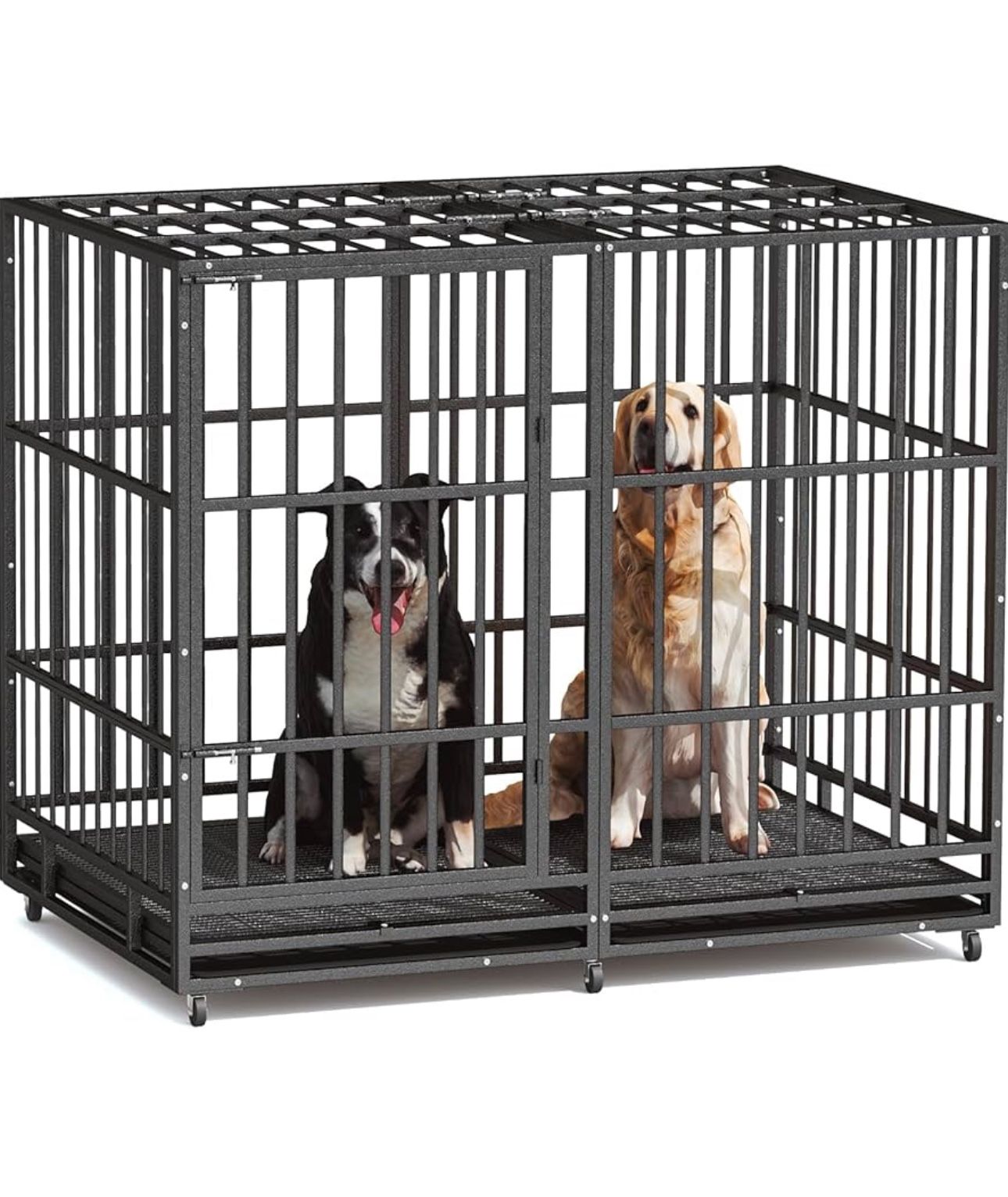 54” Inch Heavy Duty Indestructible Dog Crate Steel Escape Proof