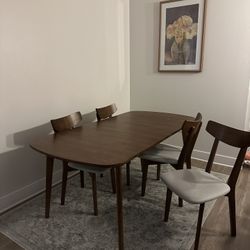Wooden Dining Table Set - 4 Chairs Included 