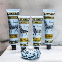 Ortigia Shower Kit Comes With 5 Products +. Hair Brush +Toyletry Bag