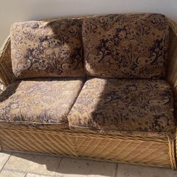MidCentury Rattan Wicker Weave Loveseat