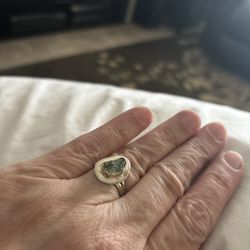 Moldavite Crystal Sterling Silver Ring 