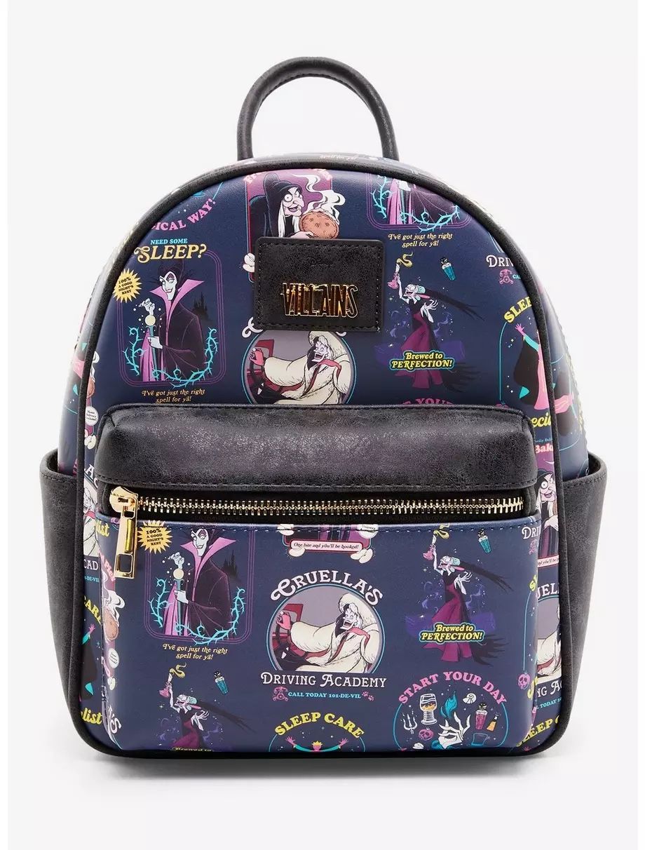 New 2023 Disney Villains Allover Print Mini Backpack