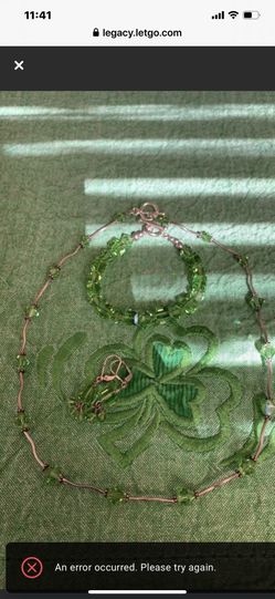 Swarovski Crystals & Sterling Silver lime colored set: necklace, bracelet & earrings